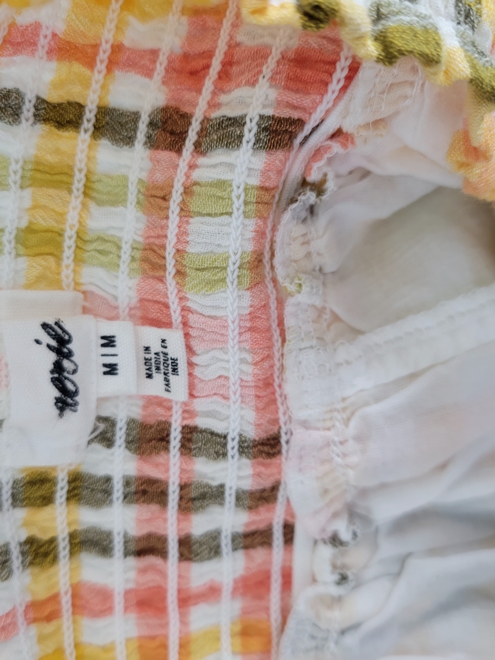 Aerie Plaid Halter Mini Dress Size M – Yellow Pink Green Checkered Ruffle Hem - Picture 6 of 8